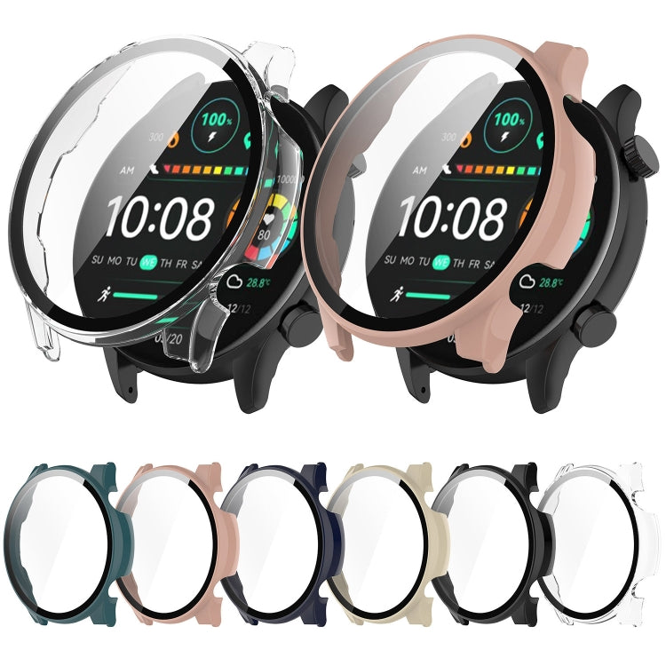 For Xiaomi Haylou RT3 / Solar Plus LS16 PC + Tempered Film Integrated Watch Protective Case(Black) - Watch Cases by PMC TechLife | Online Shopping South Africa | PMC TechLife