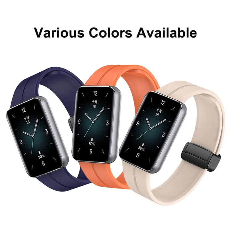 For Honor Band 9 Magnetic Folding Black Buckle Silicone Watch Band(Light Pink) - Watch Bands by PMC TechLife | Online Shopping South Africa | PMC TechLife