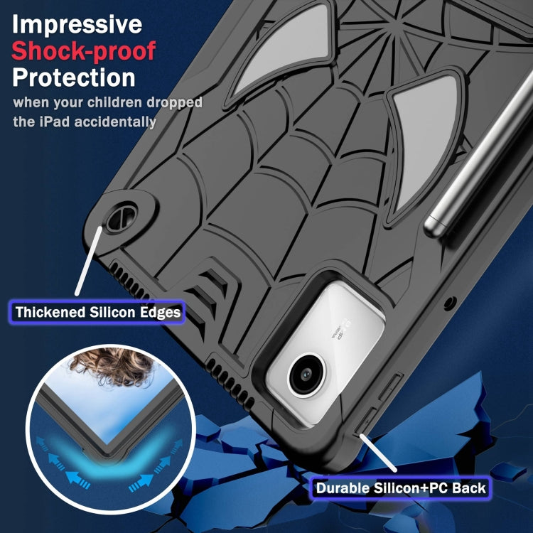 For Lenovo Tab M11/ Xiaoxin Pad 11 2024 Fold-Holder Spider Silicone Hybrid PC Tablet Case(Black) - Lenovo by PMC Jewellery | Online Shopping South Africa | PMC Jewellery | Buy Now Pay Later Mobicred