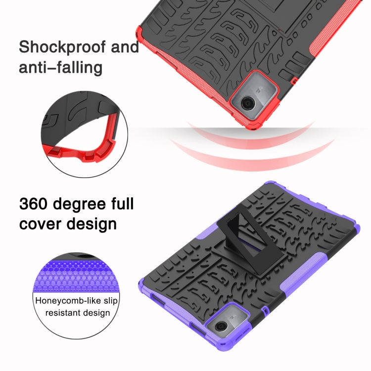 For Lenovo Tab M11/ Xiaoxin Pad 11 2024 Tire Texture TPU Hybrid PC Tablet Case with Holder(Red) - Lenovo by PMC Jewellery | Online Shopping South Africa | PMC Jewellery | Buy Now Pay Later Mobicred