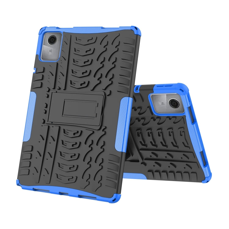 For Lenovo Tab M11/ Xiaoxin Pad 11 2024 Tire Texture TPU Hybrid PC Tablet Case with Holder(Blue) - Lenovo by PMC Jewellery | Online Shopping South Africa | PMC Jewellery | Buy Now Pay Later Mobicred
