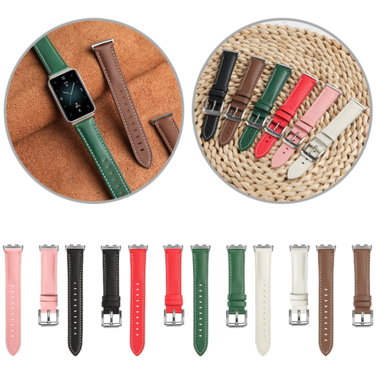 For Honor Band 9 Genuine Leather Watch Band(Green) - Watch Bands by PMC Jewellery | Online Shopping South Africa | PMC Jewellery