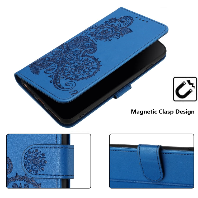 For iPhone 16e Datura Flower Embossed Flip Leather Phone Case(Blue) - free shipping - PMC TechLife - Order now!