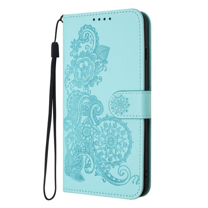 For iPhone SE 2024 Datura Flower Embossed Flip Leather Phone Case(Light Blue) - More iPhone Cases by PMC Jewellery | Online Shopping South Africa | PMC Jewellery | Buy Now Pay Later Mobicred