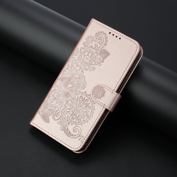 For iPhone SE 2024 Datura Flower Embossed Flip Leather Phone Case(Rose Gold) - More iPhone Cases by PMC Jewellery | Online Shopping South Africa | PMC Jewellery | Buy Now Pay Later Mobicred