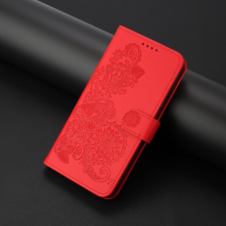 For iPhone 17 Air Datura Flower Embossed Flip Leather Phone Case(Red) - free shipping - PMc TechLife - Order now!