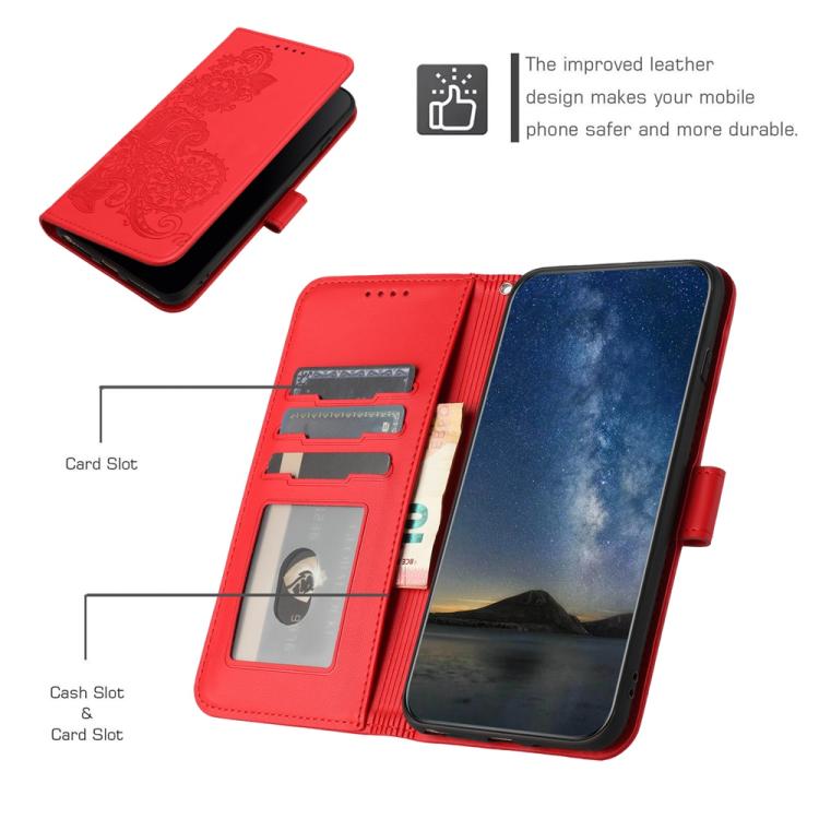 For iPhone 17 Air Datura Flower Embossed Flip Leather Phone Case(Red) - free shipping - PMc TechLife - Order now!
