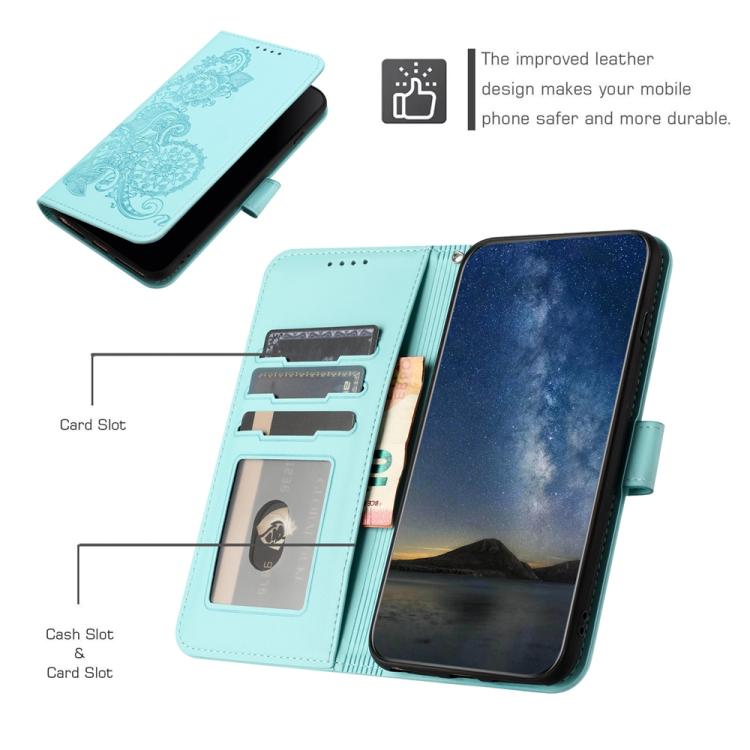 For iPhone 17 Air Datura Flower Embossed Flip Leather Phone Case(Light Blue) - free shipping - PMc TechLife - Order now!