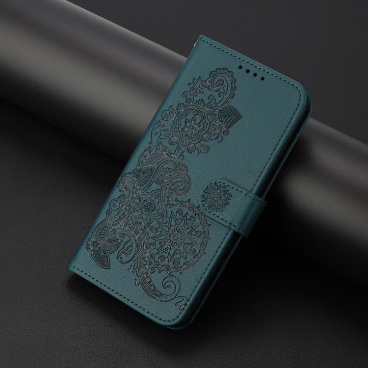 For iPhone 17 Air Datura Flower Embossed Flip Leather Phone Case(Dark Green) - free shipping - PMc TechLife - Order now!