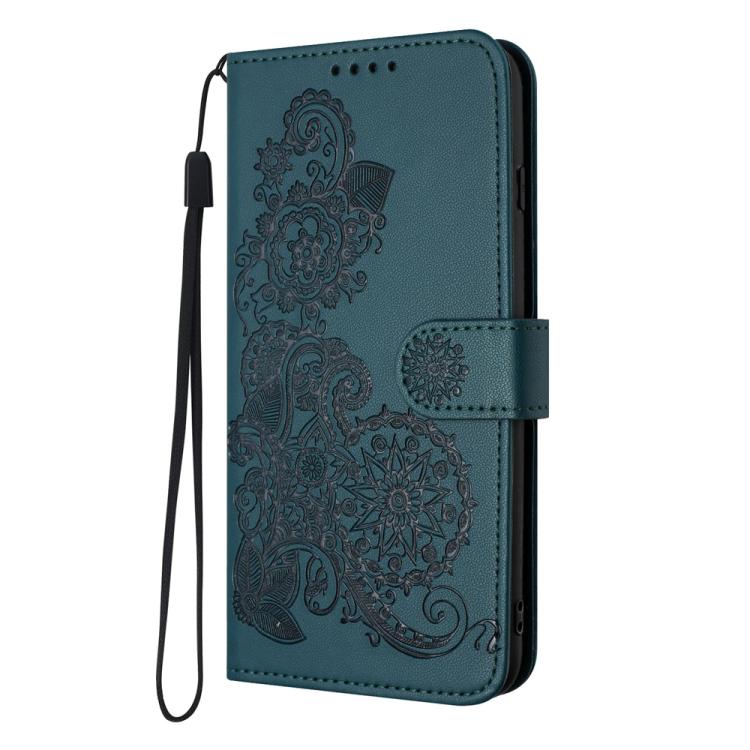 For iPhone 17 Air Datura Flower Embossed Flip Leather Phone Case(Dark Green) - free shipping - PMc TechLife - Order now!
