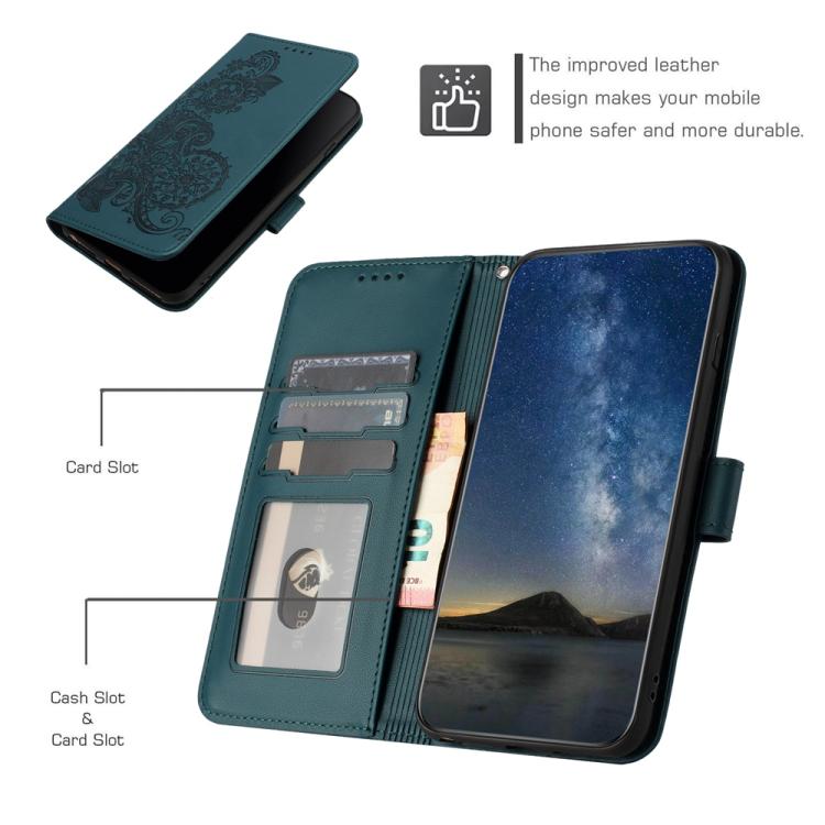 For iPhone 17 Air Datura Flower Embossed Flip Leather Phone Case(Dark Green) - free shipping - PMc TechLife - Order now!