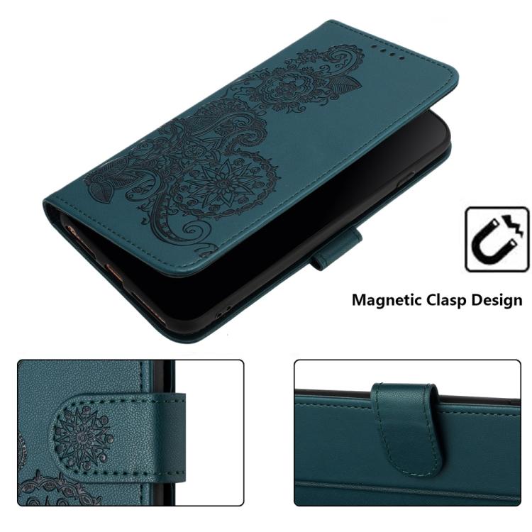 For iPhone 17 Air Datura Flower Embossed Flip Leather Phone Case(Dark Green) - free shipping - PMc TechLife - Order now!