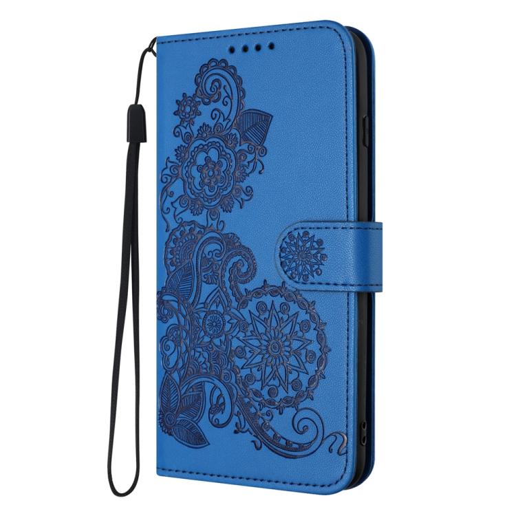 For iPhone 17 Datura Flower Embossed Flip Leather Phone Case(Blue) - free shipping - PMc TechLife - Order now!