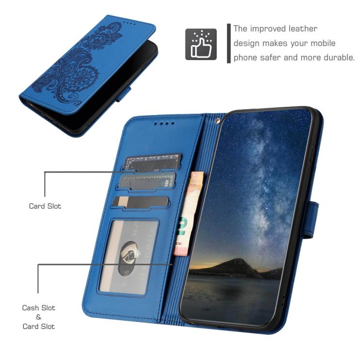 For iPhone 17 Datura Flower Embossed Flip Leather Phone Case(Blue) - free shipping - PMc TechLife - Order now!
