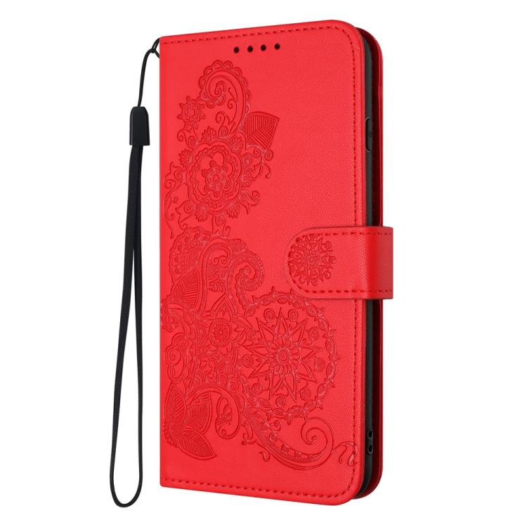For iPhone 17 Pro Max Datura Flower Embossed Flip Leather Phone Case(Red) - free shipping - PMc TechLife - Order now!