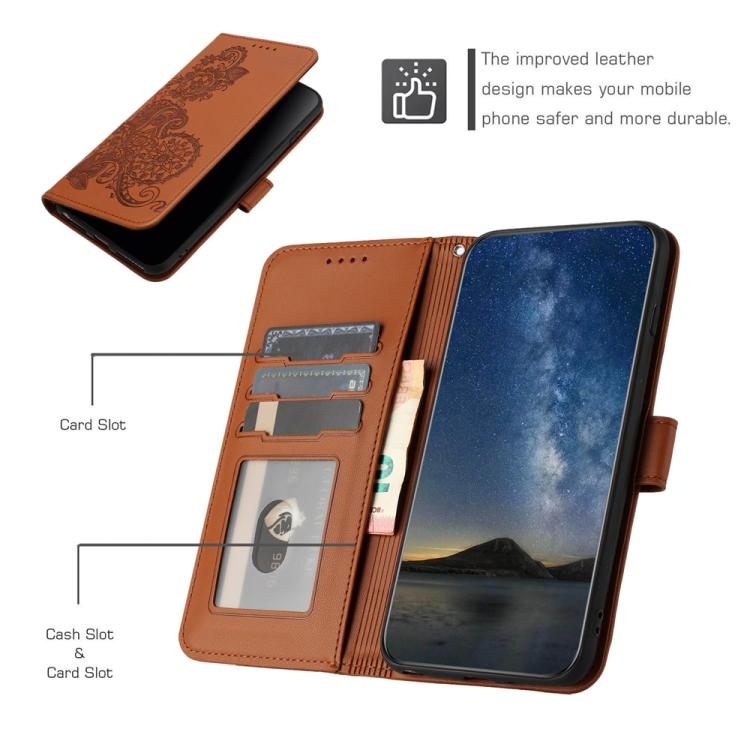 For iPhone 17 Pro Max Datura Flower Embossed Flip Leather Phone Case(Brown) - free shipping - PMc TechLife - Order now!