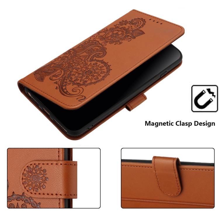 For iPhone 17 Pro Max Datura Flower Embossed Flip Leather Phone Case(Brown) - free shipping - PMc TechLife - Order now!