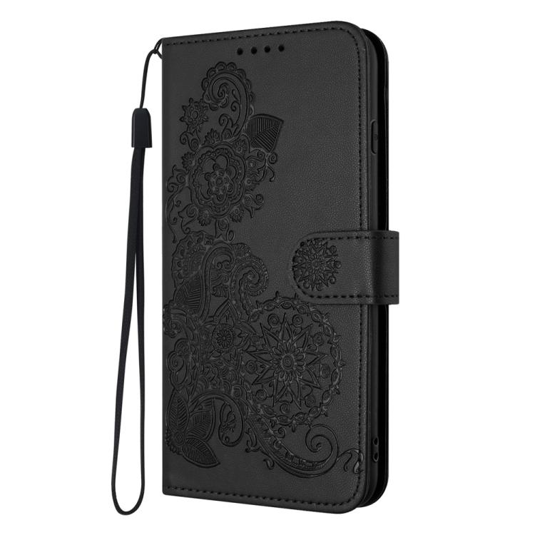 For iPhone 17 Pro Max Datura Flower Embossed Flip Leather Phone Case(Black) - free shipping - PMc TechLife - Order now!