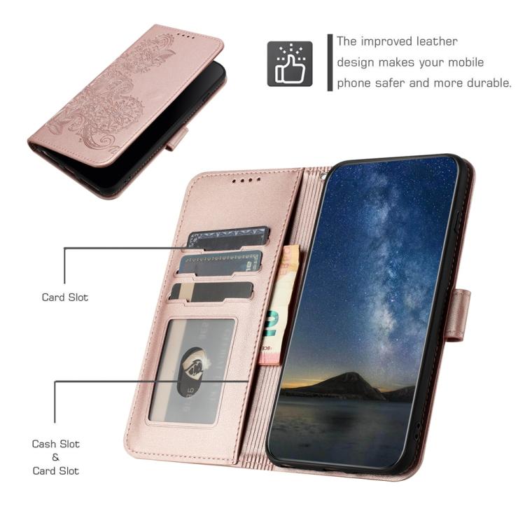 For iPhone 17 Pro Datura Flower Embossed Flip Leather Phone Case(Rose Gold) - free shipping - PMc TechLife - Order now!