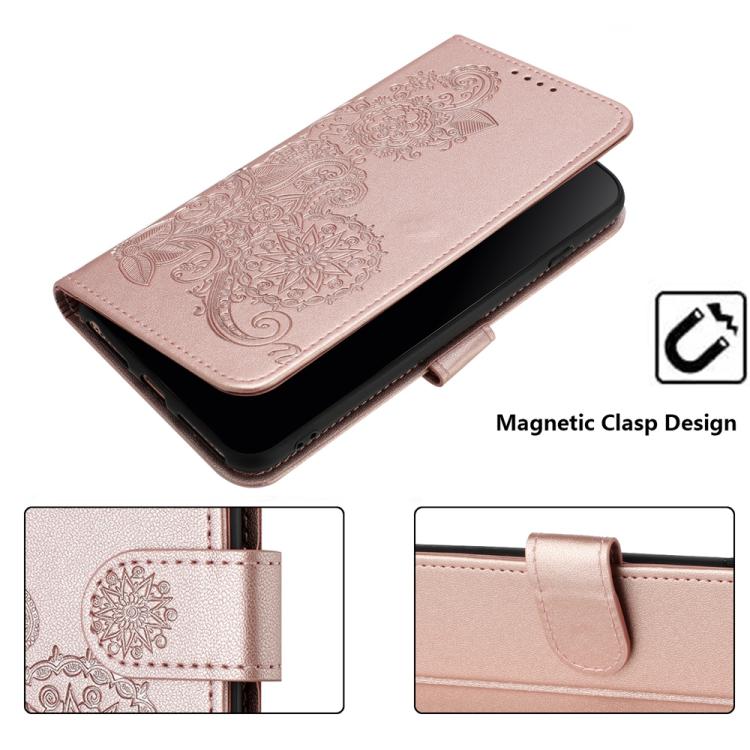 For iPhone 17 Pro Datura Flower Embossed Flip Leather Phone Case(Rose Gold) - free shipping - PMc TechLife - Order now!