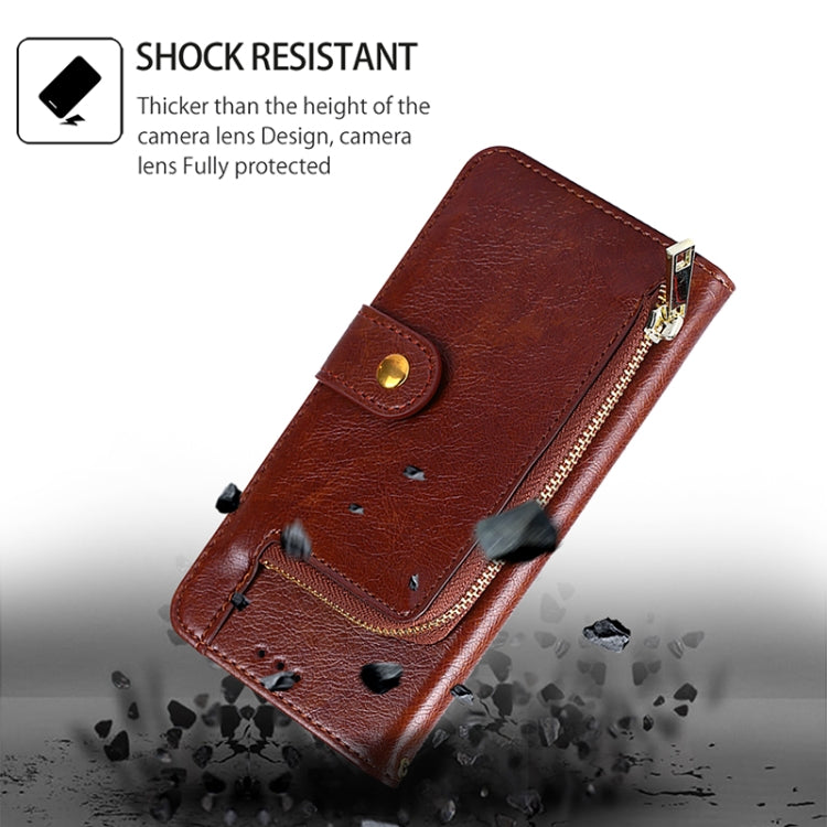 For Motorola Edge 5G 2024 Zipper Bag Leather Phone Case(Brown) - Motorola Cases by PMC Jewellery | Online Shopping South Africa | PMC Jewellery | Buy Now Pay Later Mobicred