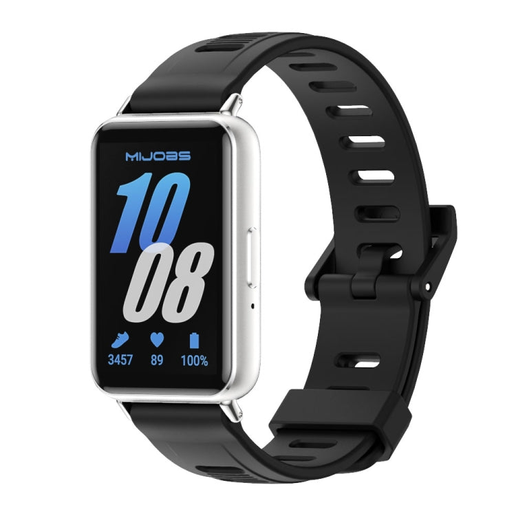 For Samsung Galaxy Fit 3 Mijobs Flat Hole Silicone Watch Band(Black+Silver) - free shipping - PMc TechLife - Order now!