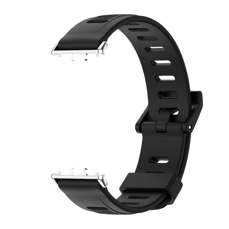For Samsung Galaxy Fit 3 Mijobs Flat Hole Silicone Watch Band(Black+Silver) - free shipping - PMc TechLife - Order now!