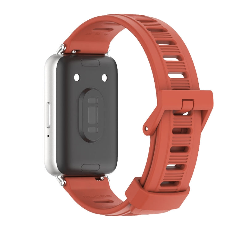 For Samsung Galaxy Fit 3 Mijobs Flat Hole Silicone Watch Band(Orange+Silver) - Watch Bands by MIJOBS | Online Shopping South Africa | PMc TechLife | Buy Now Pay Later Mobicred