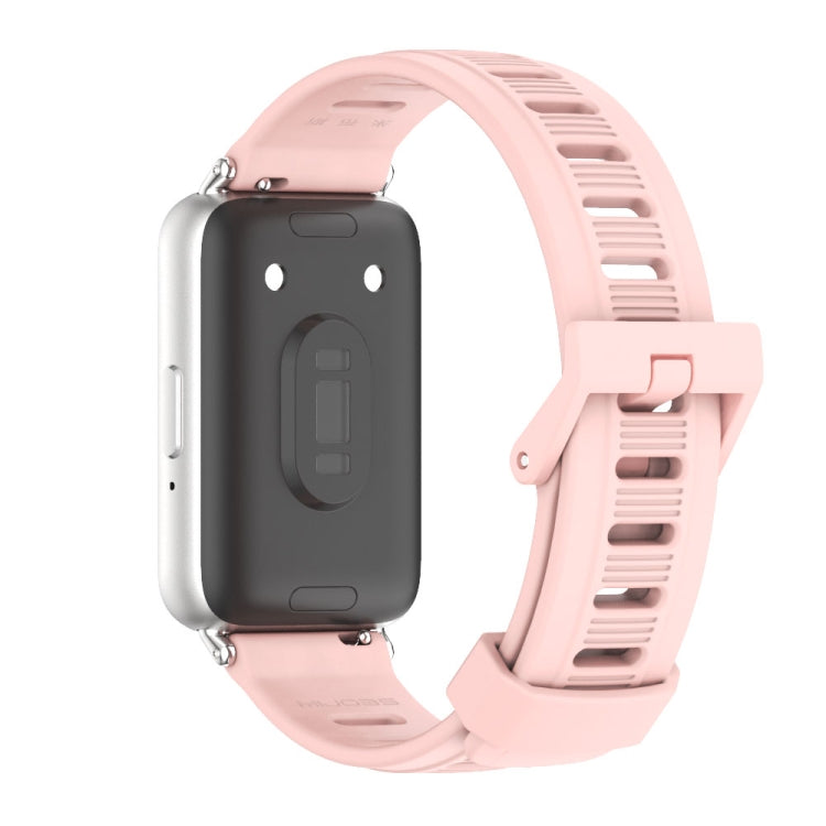 For Samsung Galaxy Fit 3 Mijobs Flat Hole Silicone Watch Band(Pink+Silver) - free shipping - PMc TechLife - Order now!