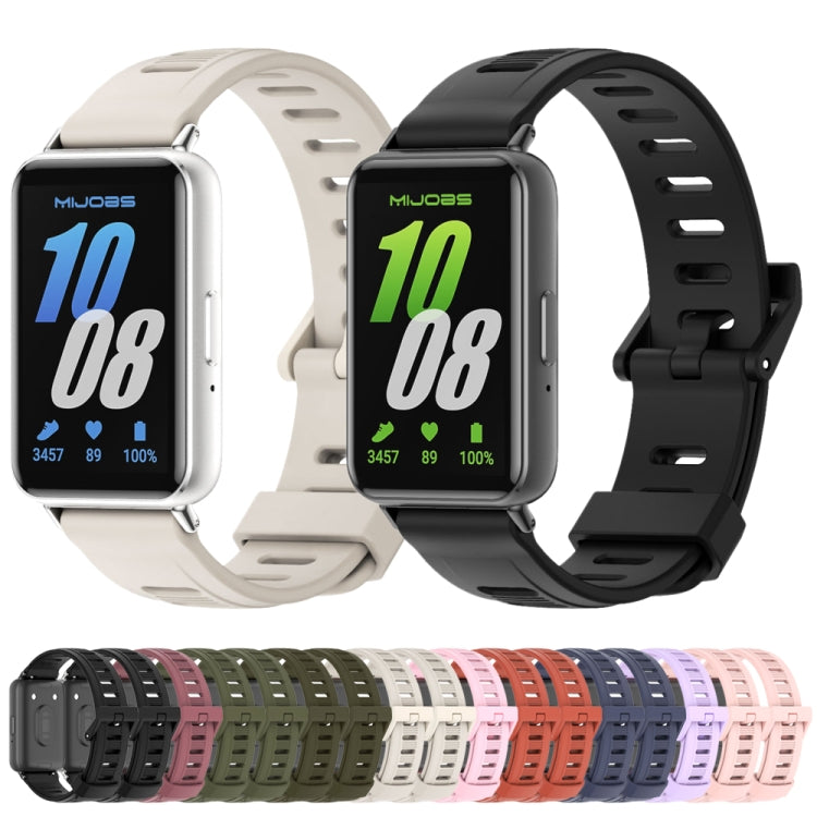 For Samsung Galaxy Fit 3 Mijobs Flat Hole Silicone Watch Band(Orange+Silver) - Watch Bands by MIJOBS | Online Shopping South Africa | PMc TechLife | Buy Now Pay Later Mobicred