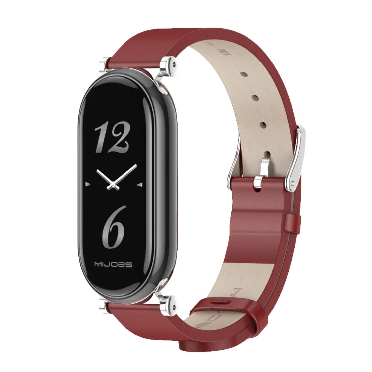 For Xiaomi Smart Band 10 / 9 / 8 Mijobs GT4 First Layer Cowhide Watch Band(Red Silver) - free shipping - PMc TechLife - Order now!