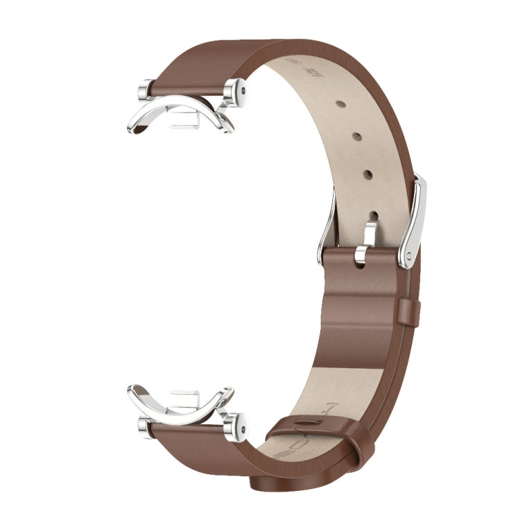 For Xiaomi Smart Band 10 / 9 / 8 Mijobs GT4 First Layer Cowhide Watch Band(Brown Silver) - free shipping - PMc TechLife - Order now!