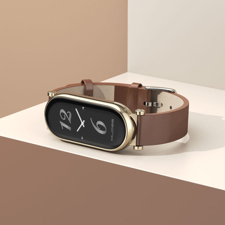 For Xiaomi Smart Band 10 / 9 / 8 Mijobs GT4 First Layer Cowhide Watch Band(Red Light Gold) - free shipping - PMc TechLife - Order now!