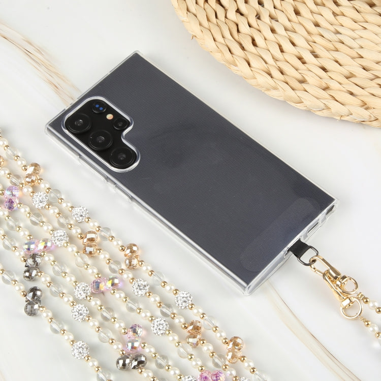 Mobile Phone Anti-lost Long Chain Flash Diamond Pearl Crossbody Lanyard(Black) - Lanyards & Wrist Straps by PMc TechLife | Online Shopping South Africa | PMc TechLife | Buy Now Pay Later Mobicred