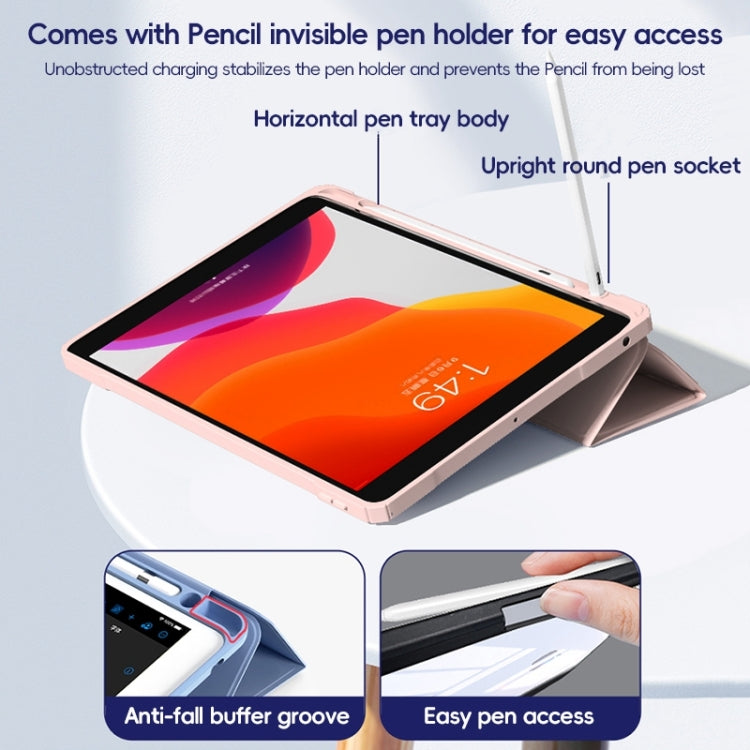 For iPad Pro 12.9 2022/2021/2020 ZGA Tri-Fold Voltage Smart Leather Tablet Case(Ice Blue) - free shipping - PMc TechLife - Order now!