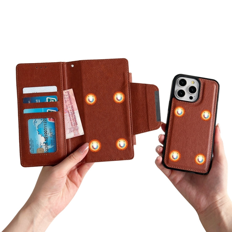 For iPhone 16 Pro Multifunctional 7-Cards Wallet Leather Phone Case(Brown) - iPhone 16 Pro Cases by PMC Jewellery | Online Shopping South Africa | PMC Jewellery | Buy Now Pay Later Mobicred
