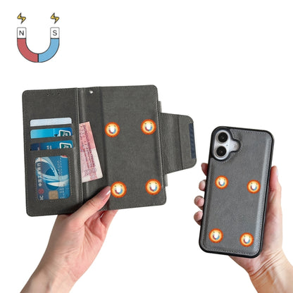 For iPhone 16 Multifunctional Seven Cards Wallet Leather Phone Case(Grey) - iPhone 16 Cases by PMC Jewellery | Online Shopping South Africa | PMC Jewellery | Buy Now Pay Later Mobicred