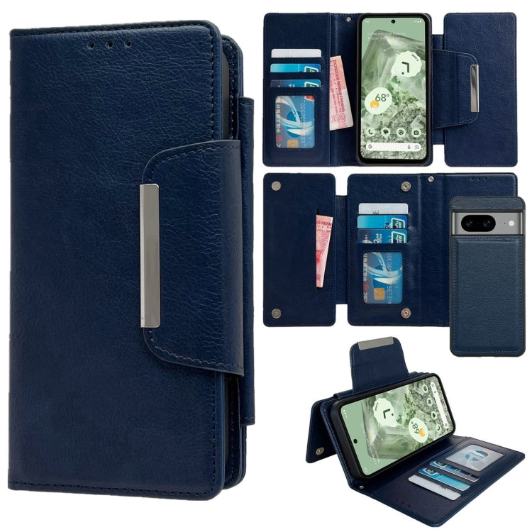 For Google Pixel 8a Multifunctional 7-Card Wallet Leather Phone Case(Royal Blue) - Google Cases by PMC TechLife | Online Shopping South Africa | PMC TechLife | Buy Now Pay Later Mobicred