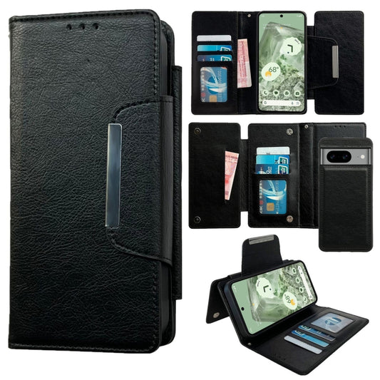 For Google Pixel 8 Multifunctional 7-Card Wallet Leather Phone Case(Black) - Google Cases by PMC Jewellery | Online Shopping South Africa | PMC Jewellery | Buy Now Pay Later Mobicred