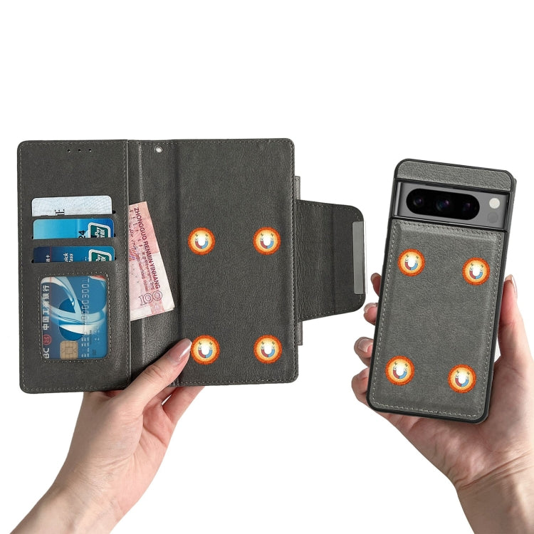 For Google Pixel 7a Multifunctional 7-Card Wallet Leather Phone Case(Grey) - Google Cases by PMC TechLife | Online Shopping South Africa | PMC TechLife | Buy Now Pay Later Mobicred