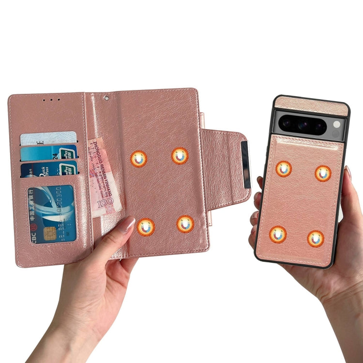 For Google Pixel 6a Multifunctional 7-Card Wallet Leather Phone Case(Rose Gold) - Google Cases by PMC TechLife | Online Shopping South Africa | PMC TechLife | Buy Now Pay Later Mobicred