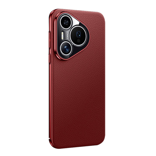 For Huawei Pura 70 Litchi Texture Genuine Leather Phone Case(Red) - Huawei Cases by PMC Jewellery | Online Shopping South Africa | PMC Jewellery | Buy Now Pay Later Mobicred