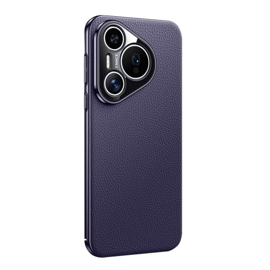 For Huawei Pura 70 Litchi Texture Genuine Leather Phone Case(Dark Purple) - Huawei Cases by PMC Jewellery | Online Shopping South Africa | PMC Jewellery | Buy Now Pay Later Mobicred