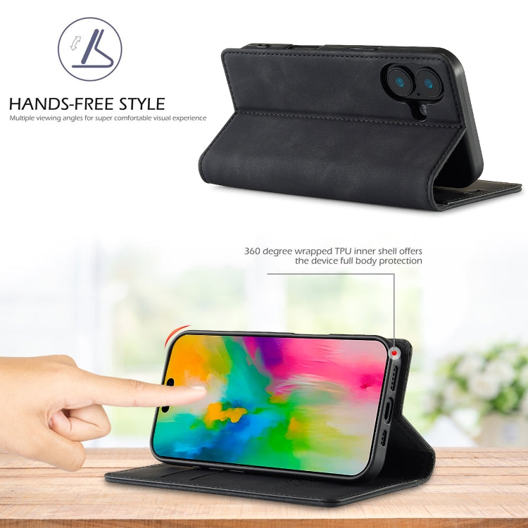 For iPhone 16 Plus LC.IMEEKE Strong Magnetism Microfiber Leather Phone Case(Black) - iPhone 16 Plus Cases by LC.IMEEKE | Online Shopping South Africa | PMC Jewellery | Buy Now Pay Later Mobicred