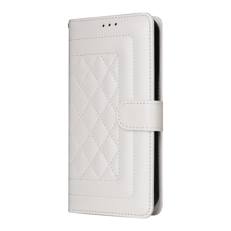 For Realme 9i / OPPO A36 / A96 Diamond Lattice Leather Flip Phone Case(White) - Realme Cases by PMC TechLife | Online Shopping South Africa | PMC TechLife | Buy Now Pay Later Mobicred