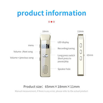 JNN Q7 Mini Portable Voice Recorder with OLED Screen, Memory:4GB(Gold) - Recording Pen by JNN | Online Shopping South Africa | PMC Jewellery | Buy Now Pay Later Mobicred