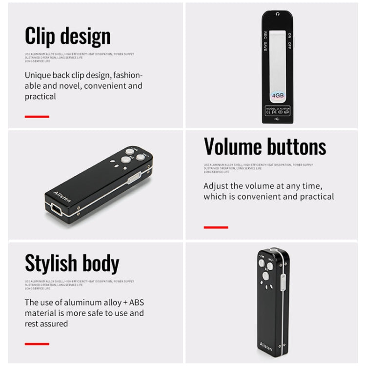 JNN J1 Mini Smart HD Noise Cancelling Voice Recorder, Memory:8GB(Black) - Recording Pen by JNN | Online Shopping South Africa | PMC TechLife | Buy Now Pay Later Mobicred