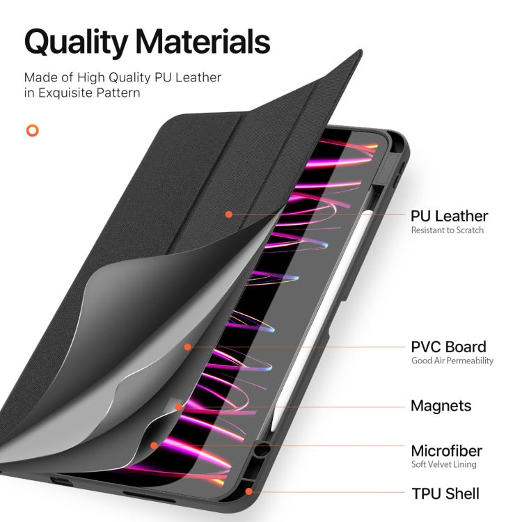 For iPad Pro 13 2024 DUX DUCIS Domo Series Cloth Texture Magnetic Leather Tablet Case(Black) - iPad Pro 13 2024 Cases by DUX DUCIS | Online Shopping South Africa | PMC TechLife | Buy Now Pay Later Mobicred