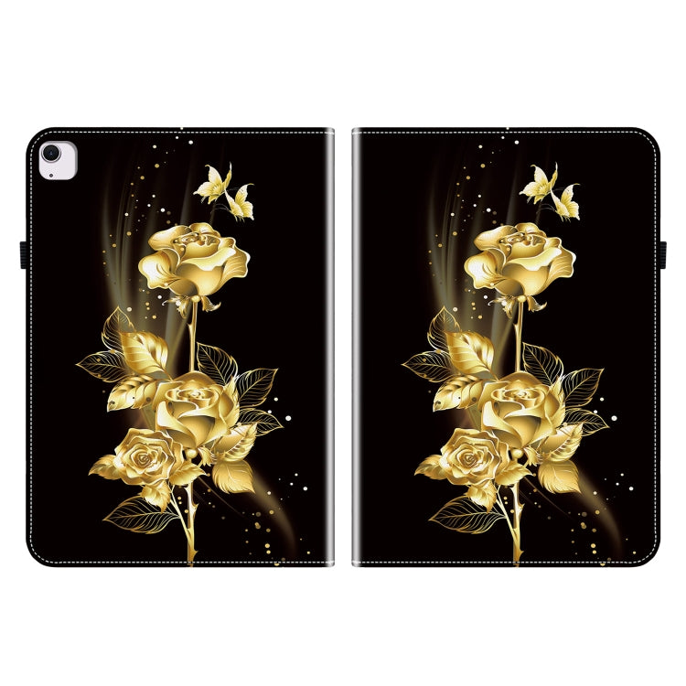 For iPad Air 13 2025 / 2024 Crystal Texture Painted Leather Smart Tablet Case(Gold Butterfly Rose) - iPad Air 13 2025 / 2024 Cases by PMC TechLife | Online Shopping South Africa | PMC TechLife | Buy Now Pay Later Mobicred