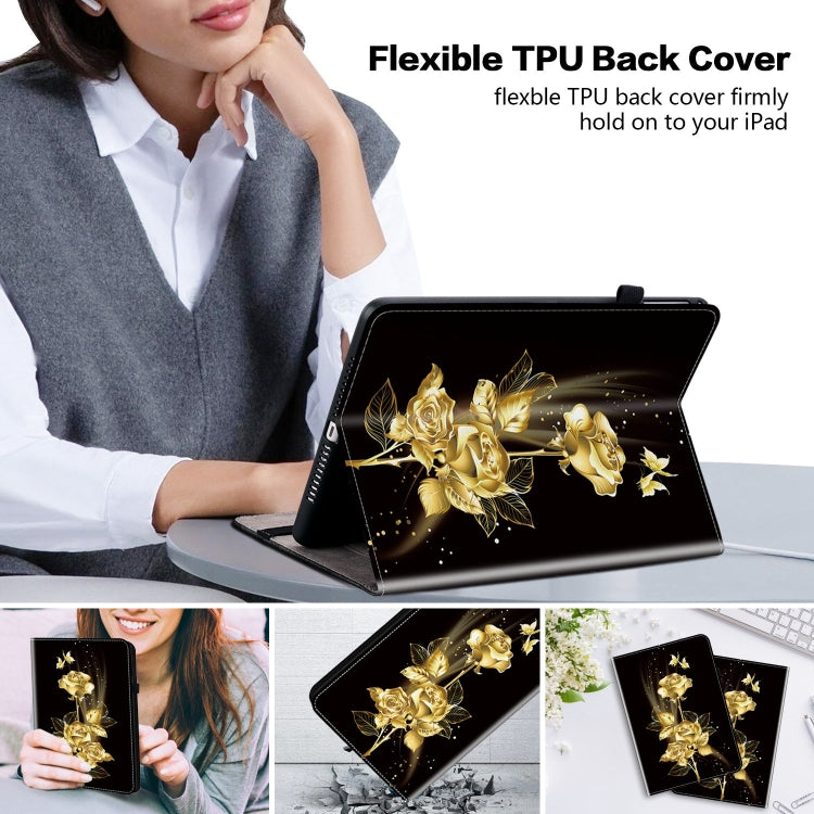 For iPad Air 11 2024 Crystal Texture Painted Leather Smart Tablet Case(Gold Butterfly Rose) - iPad Air 11 2024 Cases by PMC TechLife | Online Shopping South Africa | PMC TechLife | Buy Now Pay Later Mobicred